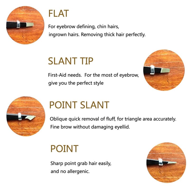 Øjenbryn pincet sæt  - 4- stykke daglige skønhedsværktøjer til hårfjerning, bedste præcision (sort)