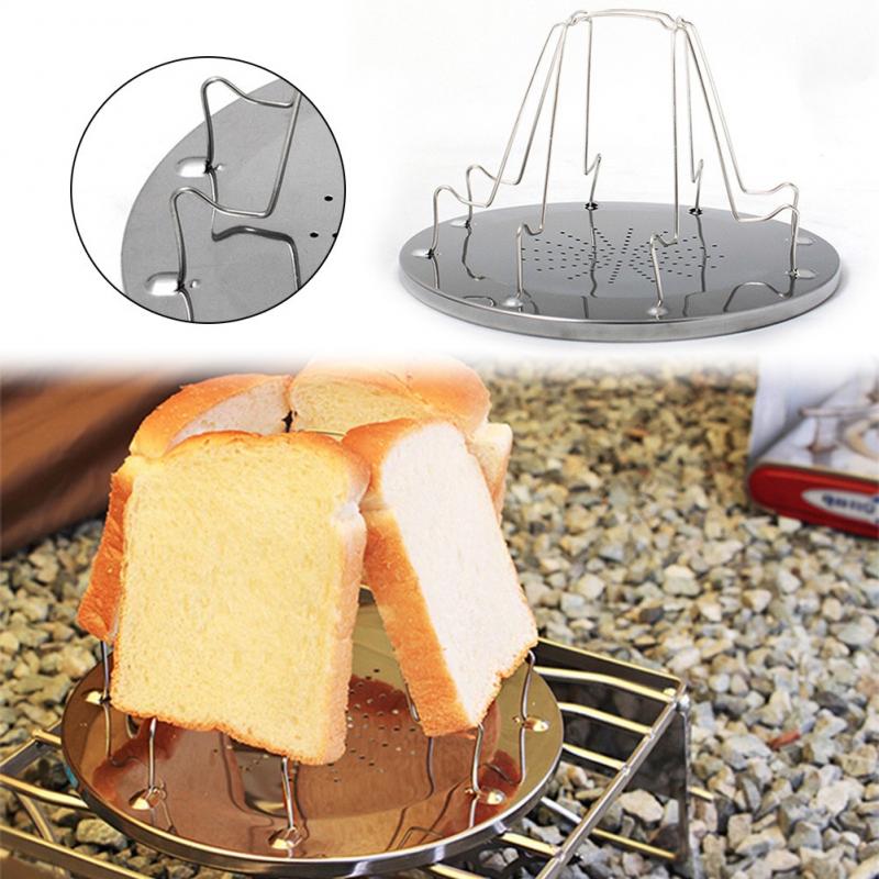 Toaster Rack Portable Outdoor Camping Stainless Steel Toast Bracket For Gas Hob Cooker Grill Tool Folding BBQ Tray Plate