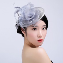 Specielt til dame fest hatte kvinder bryllup fascinator mesh hat bånd fjer fest hat