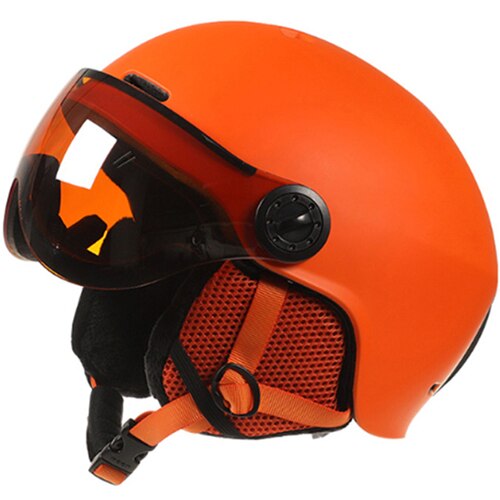 Men Women Kids Ski Helmet with Goggles Mask Cover Moto Fast Skateboard Scooter Snowboard Skating Casco Climbing Capacete Casque: Orange / M