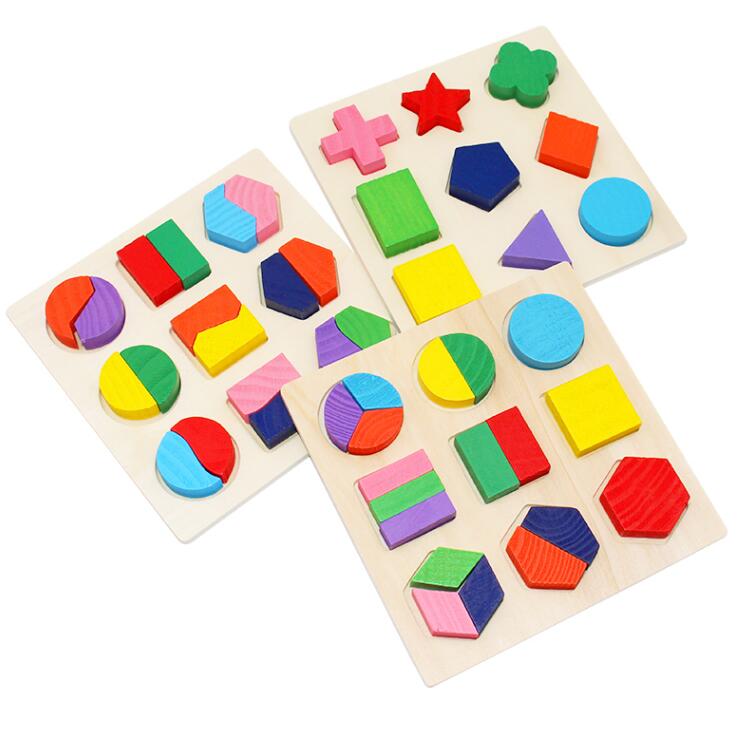 Colorful Cognition Board Montessori Kids Educational Toy Children Jigsaw Puzzle Toys Color Shape Match Game Board Baby Toy GYH