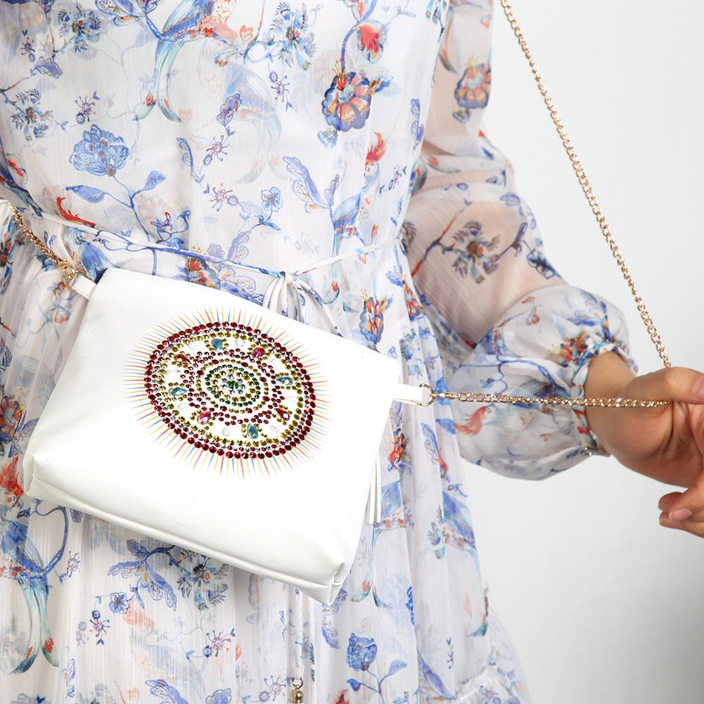 Bolso Forma especial DIY con pintura de diamantes, bolso cruzado con cadena de cuero, bolsos de pintura de bordado para novia