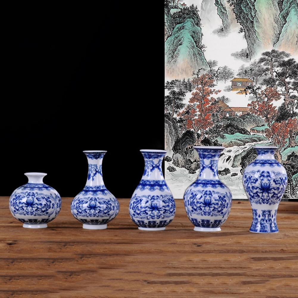 Jarrón decorativo Vintage chino de porcelana azul y blanca, jarrón de Arte de cerámica, jarrones decorativos para Decoración de mesa de hogar