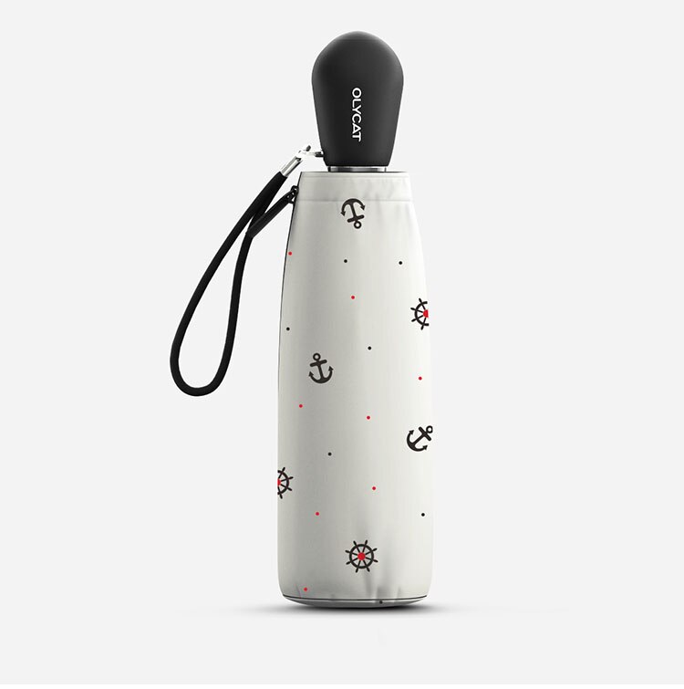 Olycat Mini Leuke Zeilboot Stijl Super Pocket Paraplu Vijf Opvouwbare Paraplu Kinderen En Vrouwen Opvouwbare Paraplu: WHITE