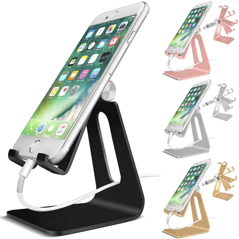 Aluminum Metal Phone Holder Mobile Phone Holder Stand Desktop Universal Non-slip Mobile Phone Hold for iPhone Samsung Tablet
