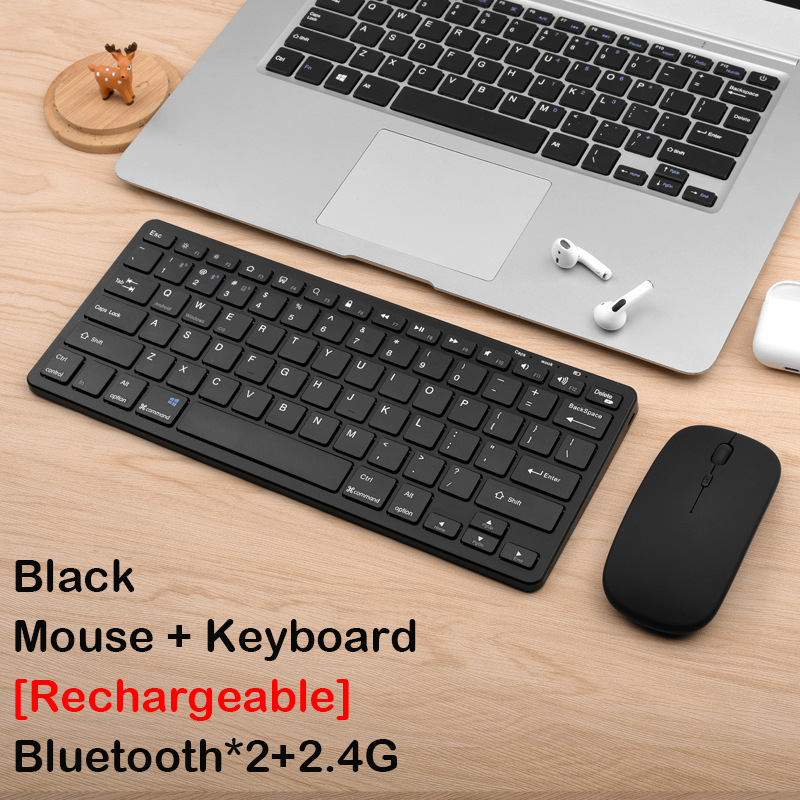 Bezprzewodowa klawiatura Bluetooth 2.4G z funkcją ładowania Mysz USB 78 klawiszy Przenośna klawiatura i mysz optyczna do laptopa PC: Olive