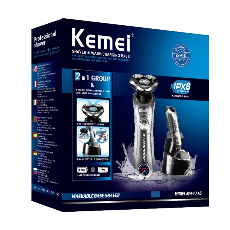 rotary electric shaver wet dry rechargeable beard electric razor for men facial shaving machine with smart cleaner