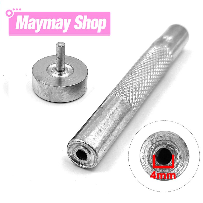 Juego de Ojales metálicos con arandelas para ropa, herramientas de artesanía de cuero, accesorios, zapatos, cinturón, tapa, bolsa, 4mm, 100 Uds.: 1pcs Set Tool