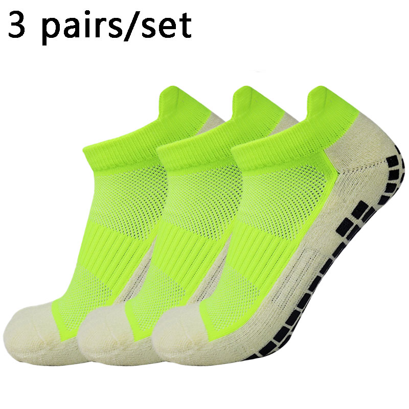 3 paar mannen vrouwen voetbalsokken korte sport siliconen antislip grip voetbalsokken calcetines hombre futbol: green