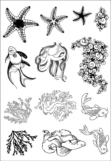 11x16 Flowers small fish Transparent Clear Silicone Stamp/Seal for DIY scrapbooking/photo album Decorative card making: 1505