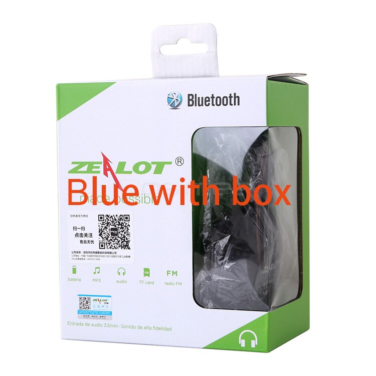ZEALOT B570 Deep Bass Bluetooth Headset FM Radio HIFI Noise Reduction Wireless Stereo Music Headphone with MIC LED Screen: Blue with box