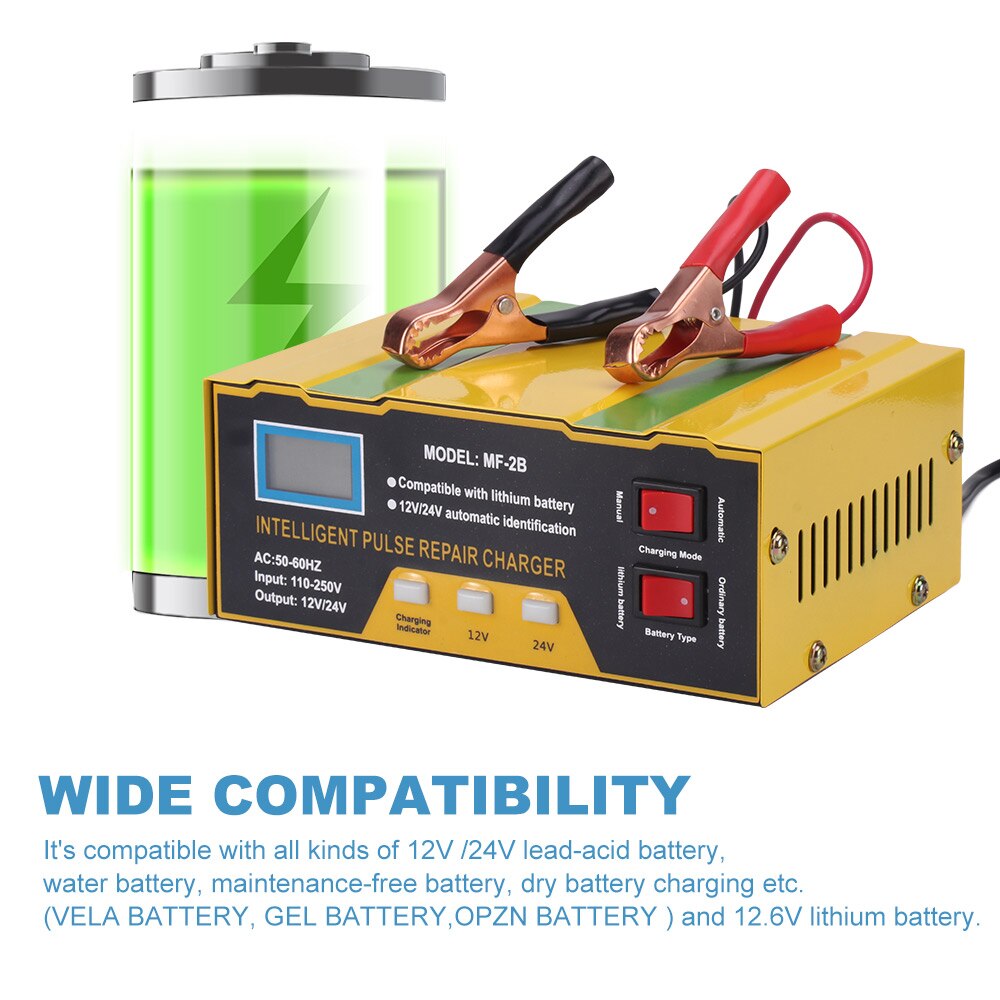 Nieuwste auto acculader 12v 24v motorlader reparatie acculader automatische puls reparatie auto acculader