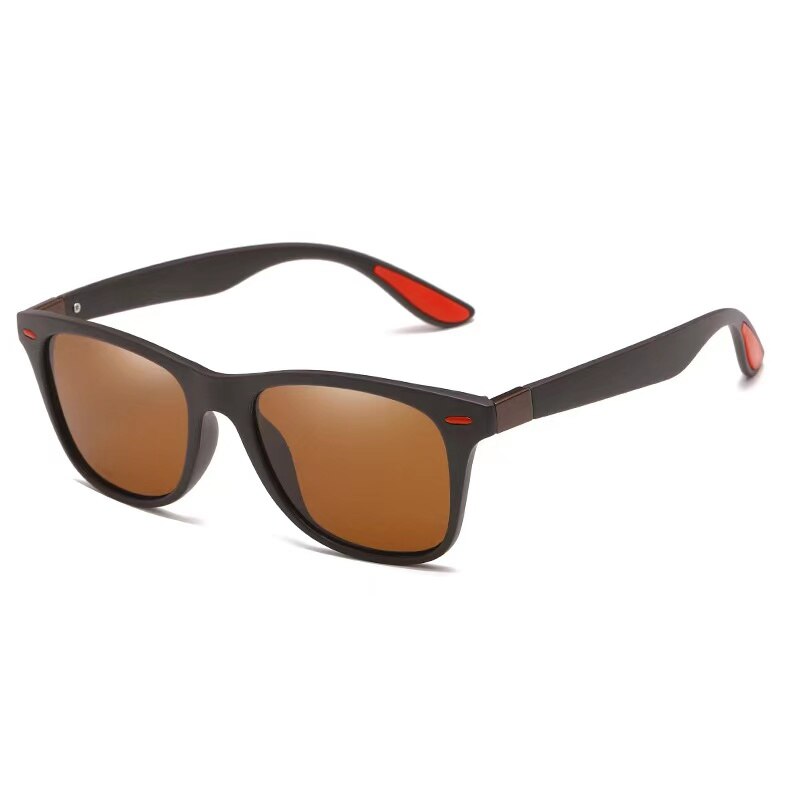 Polariserede solbriller mænd kvinder klassiske firkantede plastkørsel solbriller mandlige sorte solbriller  uv400: C3 te