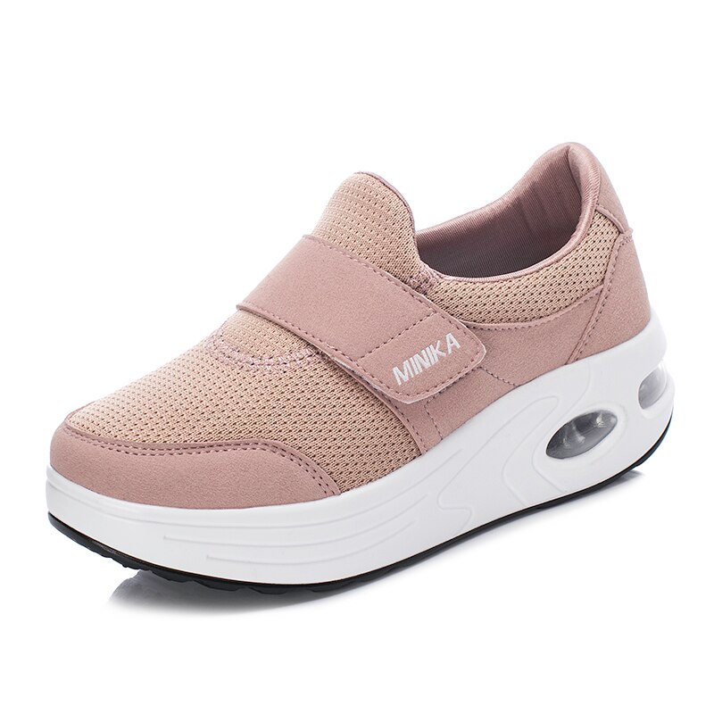 Damska huśtawka trampki platforma tonowanie klinowe sportowe buty dla kobiet oddychające odchudzanie Fitness buty do biegania gruba podeszwa: Pink / 40