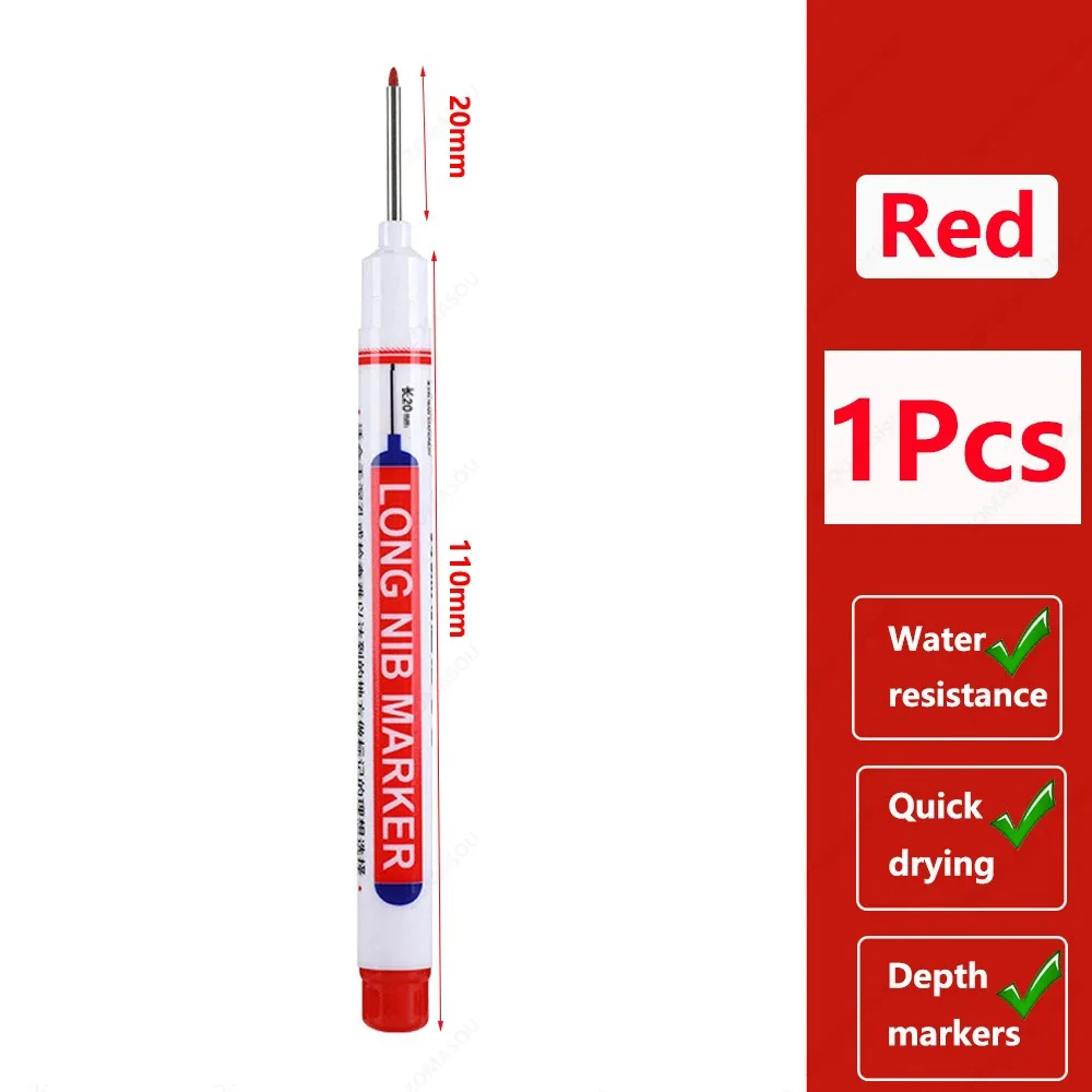 Long Tip Marking Pen 20mm High Visibility Ink, Fast-Drying Permanent with Ergonomic Grip for DIY Craft & All-Surface Woodworking: Red