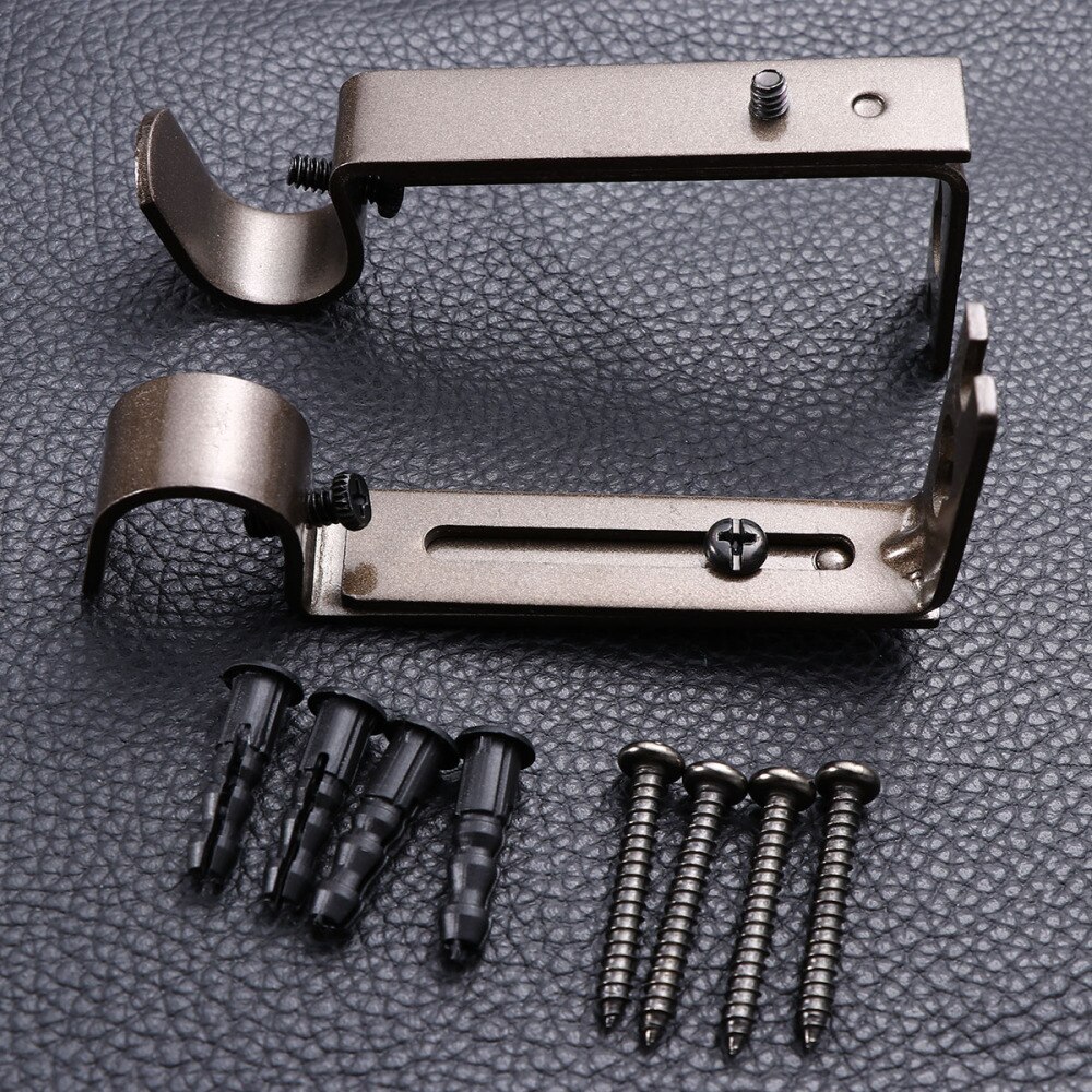 2 PCS 19.05mm Adjustable Curtain Rod Curtain Pole Holder Curtain Drapery Rod Brackets (Black): Coffee