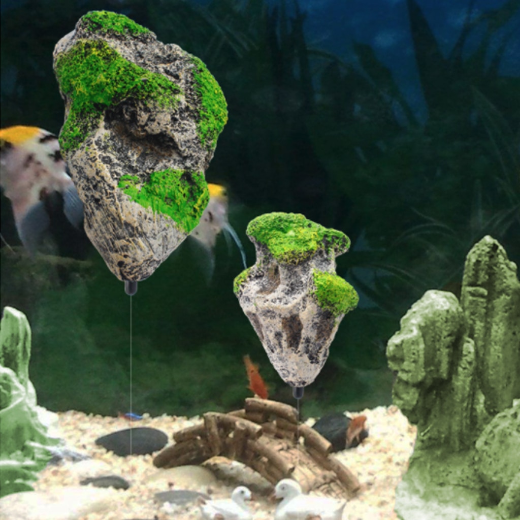 Décoration - aquarium,Roche flottante créative en pierre artificielle  suspendue, décoration d'aquarium, - Type 14.3x8.7cm (LxW)