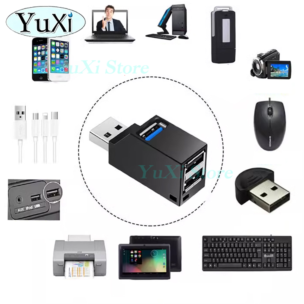 USB HUB-poort USB 3.0 Adapter Extender Mini Splitter Box 1 tot 3 poorten Hoge snelheid USB 2.0 voor laptop PC Schijfkaartconnector