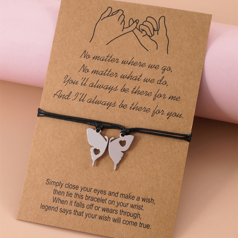 Holle Stiksels Vlinder Geweven Paar Armband Beste Vriend Bijpassende Armband