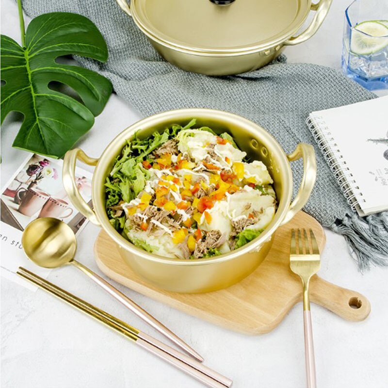 Pot à nouilles Ramen coréen en aluminium avec couvercle, pour le lait, les œufs, ustensile de cuisine à chauffage rapide