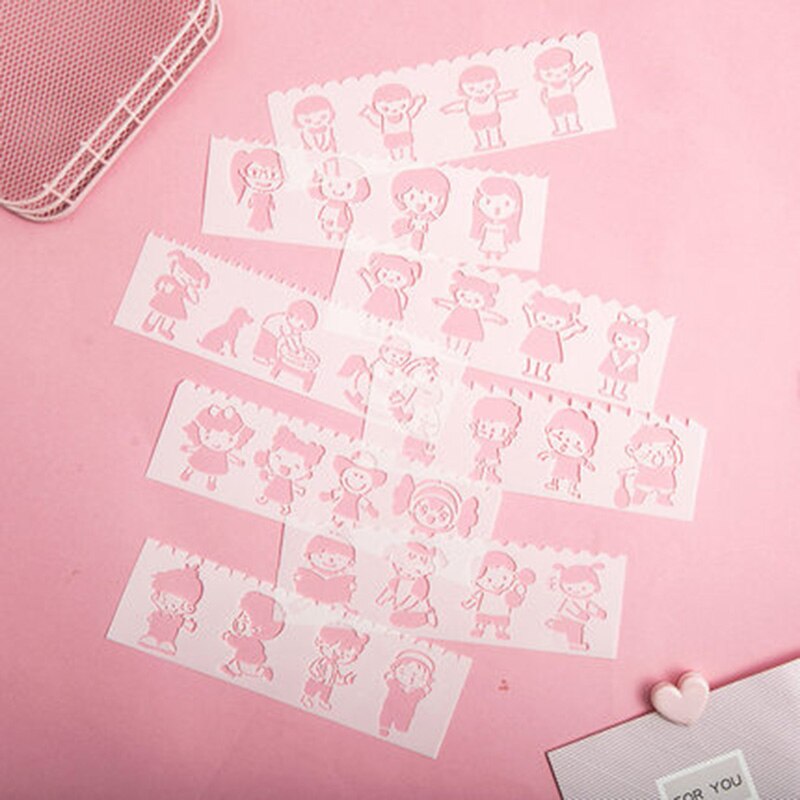 8pcs/1Set Hand Drawing Scrapbook Stencil Tools Self Adhesive Pattern Stencil DIY Plastic Photo Albums Scrapbook Stencil Patterns: Character
