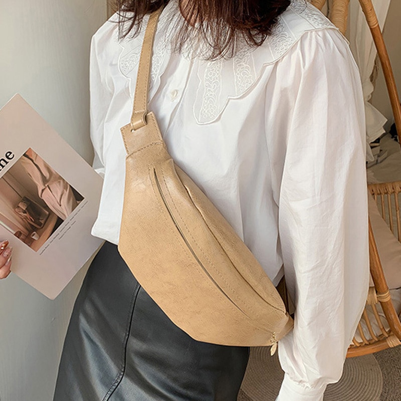 Sac de taille pour femmes cuir PU Fanny Pack sacs de poitrine multifonction banane taille Packs sac à bandoulière dame grande ceinture Pack