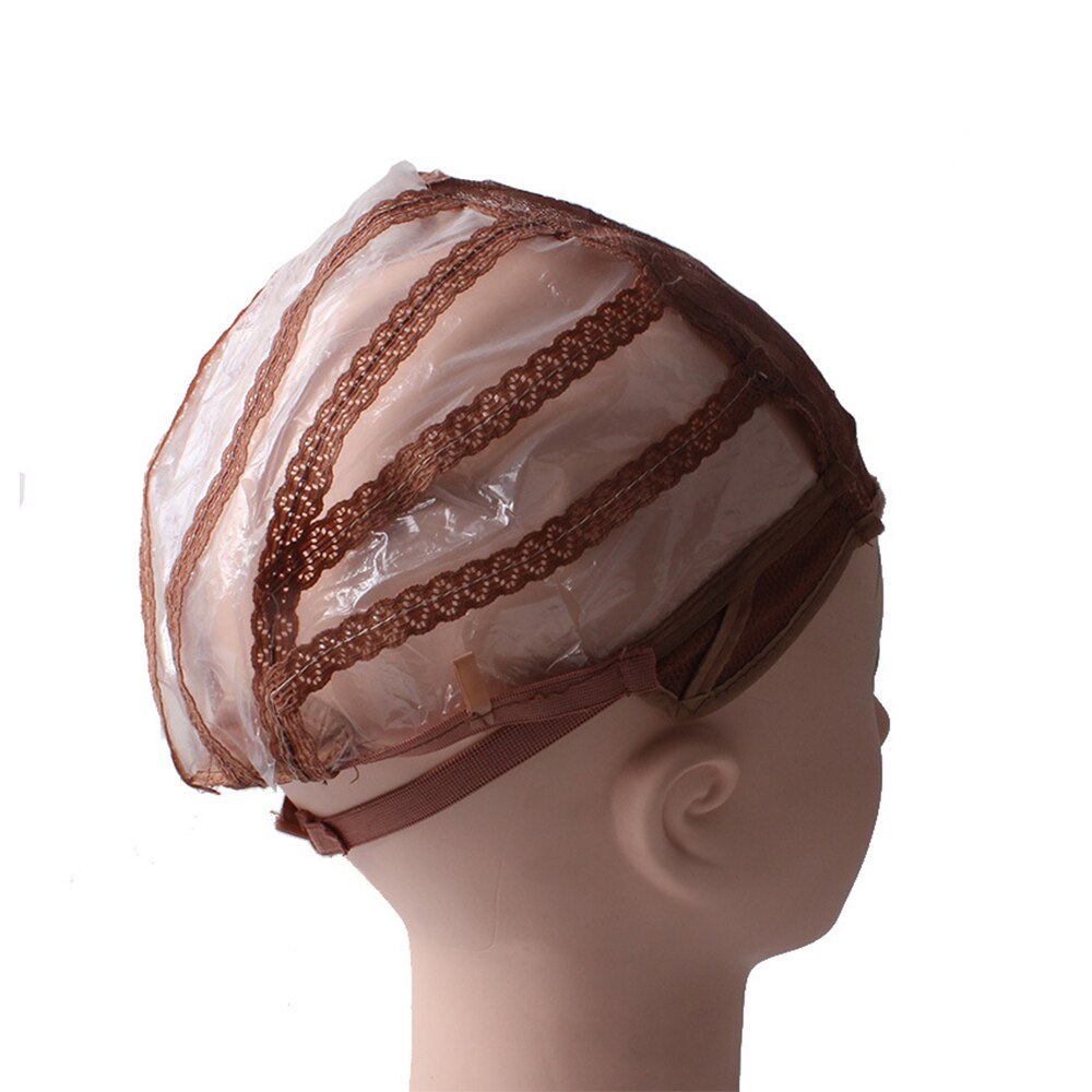 10 PCS/Lot Light Brown Wig Hair Caps For Making Wigs Adjustable Hair Mesh Nets Weave Breathable Weaving Net Cap