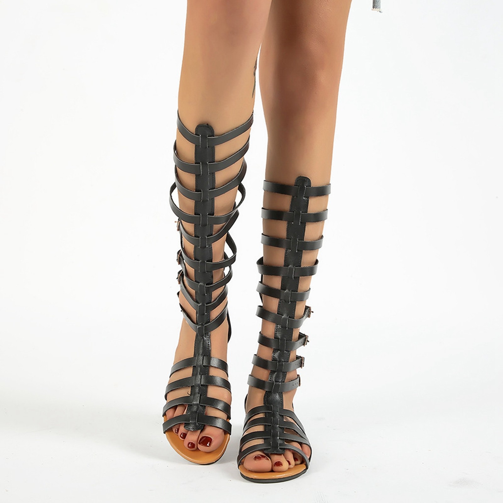 Gladiador senhoras sandálias de verão senhoras sandálias sapatos de praia mid-top sandálias femininas design de estilo criativo sandálias casuais