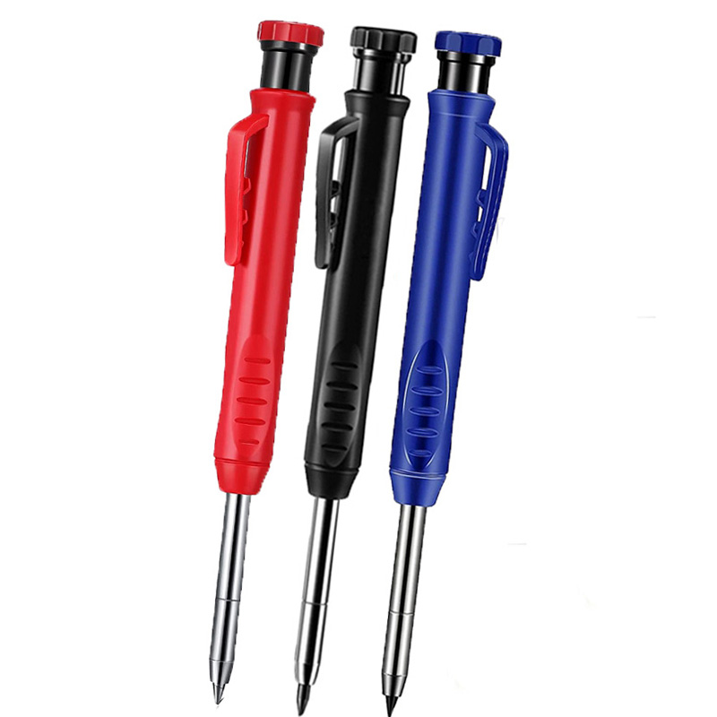 Solid Carpenter Pencil Set Woodworking Tools Mechanical Pencil Set Construction Carpenter Marker Multi-box Refill Leads Scriber: Navy Blue