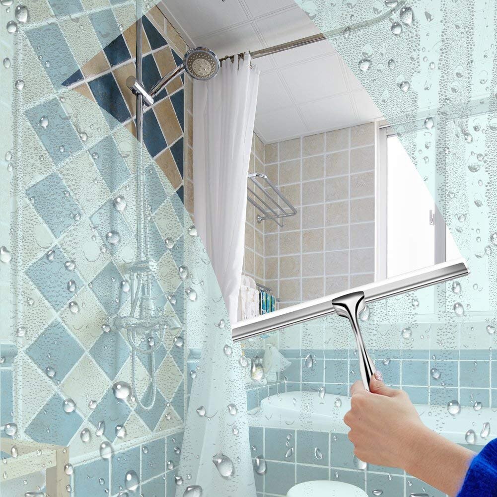 Stainless Steel Window Glass Wiper Cleaner Squeegee Shower Bathroom Mirror Brush