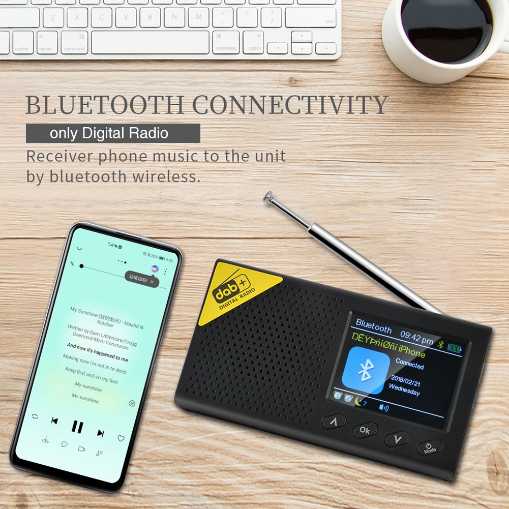Musikafspiller bil  mp3 dab hjemme bluetooth 5.0 genopladelig mini bærbar digital radio stereo farveskærm fm-modtager håndholdt