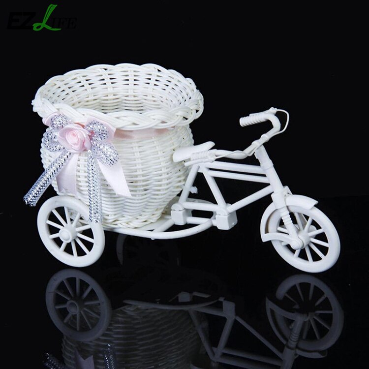 Cestas de flores artificiales de tejido de mimbre, decoración para bicicleta simulada hecha a mano, cesta de madera, jardinera de flores, Maceta de jardín de oficina Z5Z2