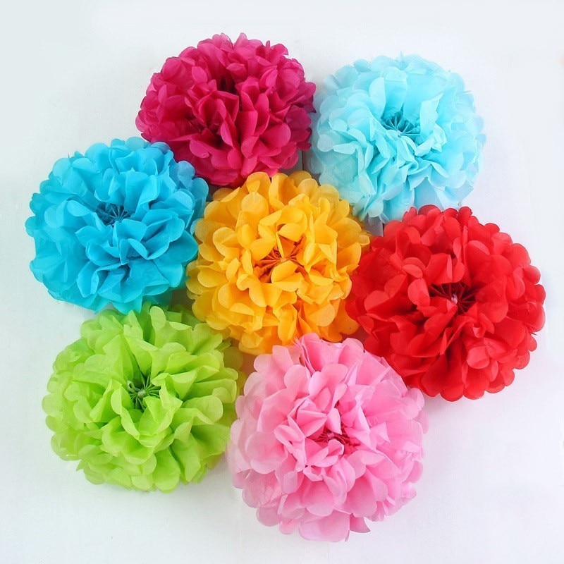 15cm farverige pompon silkepapir pom blomsterkugler til bryllup boligdekoration fødselsdagsfest indretning diy håndværk papir blomst
