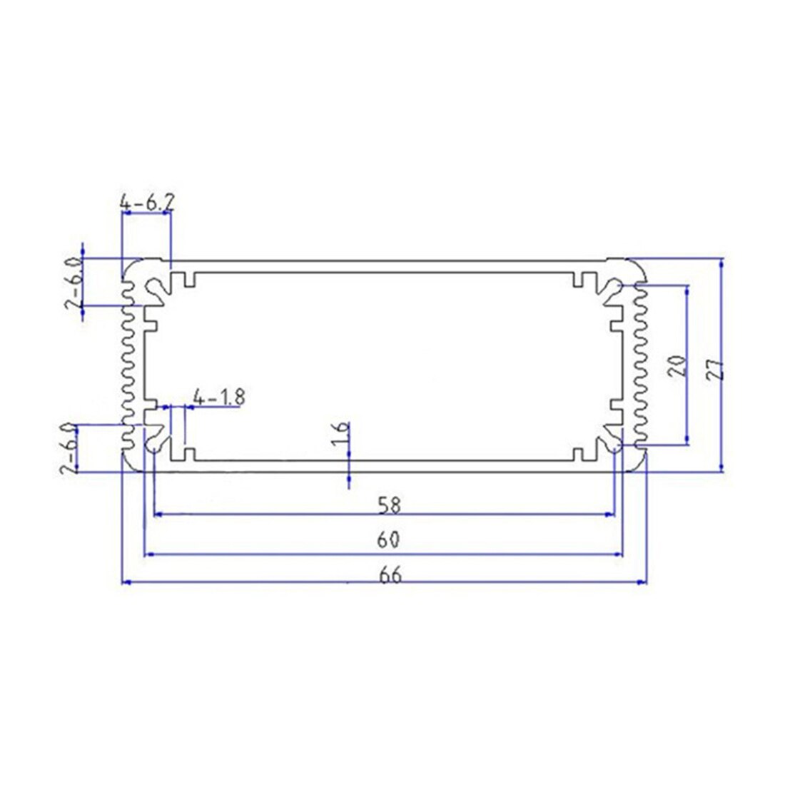Caja de aluminio, carcasa eléctrica, bricolaje, 27mm (1,06 &quot;)(H) x66 mm (2,59&quot;)(W) x100 mm (3,93 &quot;)(L),
