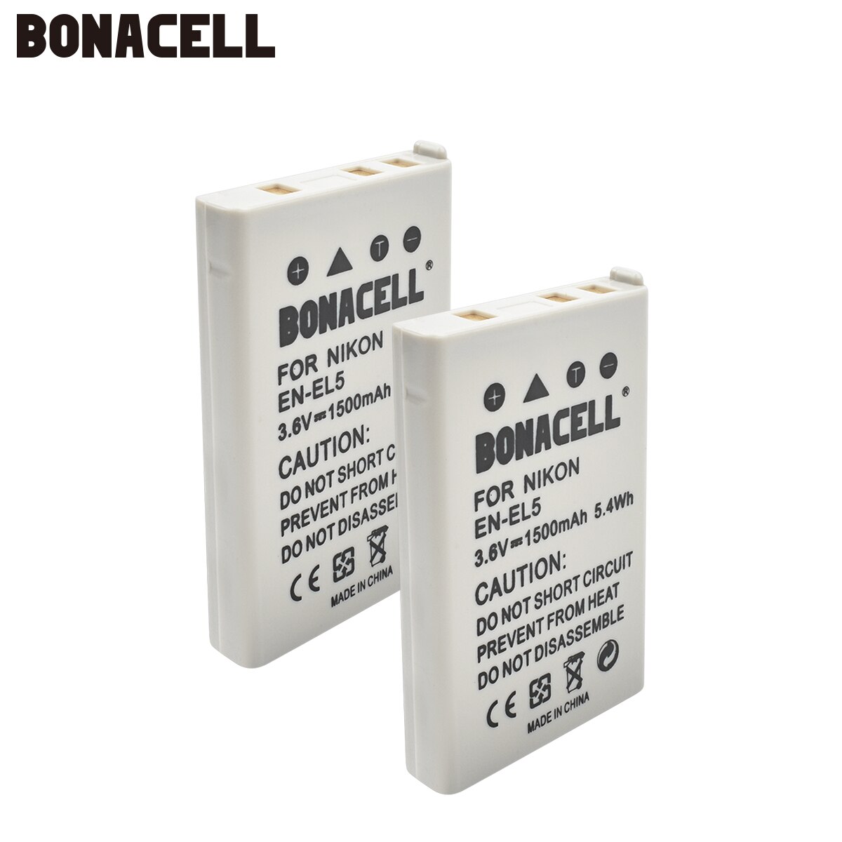 Bonacell 1500mAh EN-EL5 Digital Camera for Nikon Coolpix P4 P80 P90 P100 P500 P510 P520 P530 P5000 P5100 L50: 2 Piece Battery