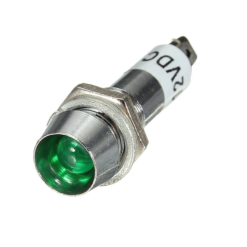 8mm LED Dashboard warning light 12V control indicator light Green 1pz