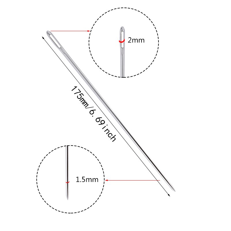 LMDZ 20Pcs 175mm Big Size Large Long Steel Needle Big Holes Sewing Needle Home Hand Sewing Tools With Needle Bottle