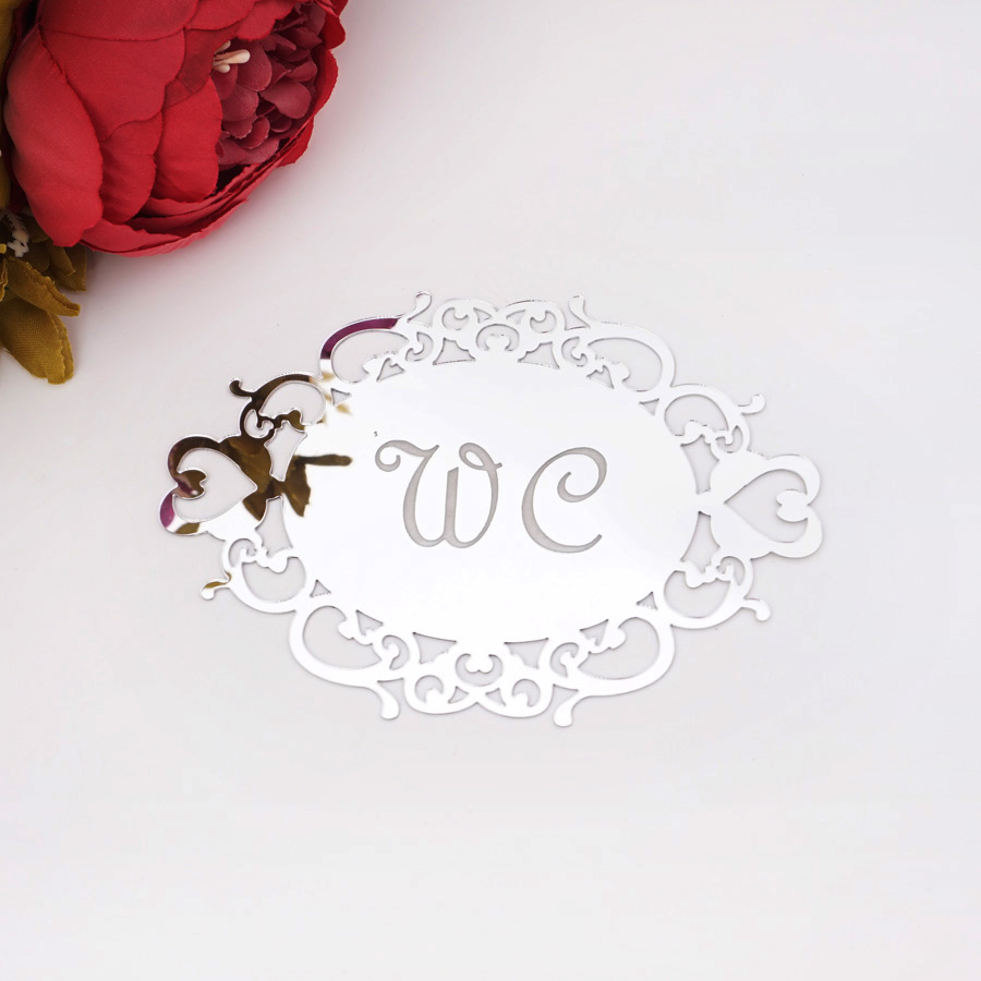 Bedroom Bathroom Toilet WC Door Sign Wall Sticker Signage Acrylic Mirror Oval Indicator Home Decor House Moving: 20x30cm / green