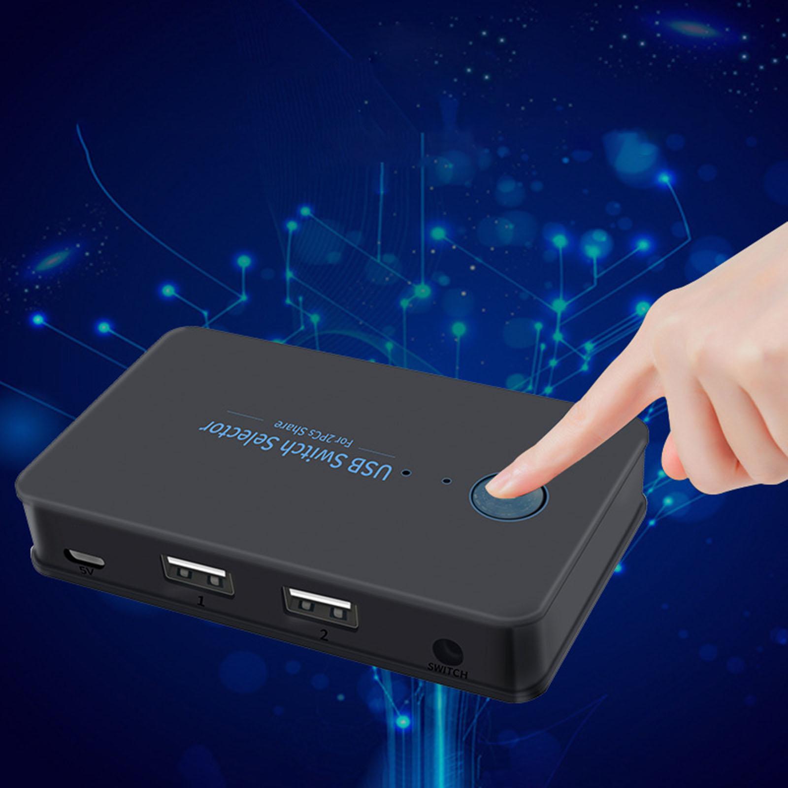 USB 2.0 Peripheral Sharing Switch Hub Adapter 2 Computers 6-Port Stable Connection ,Button and LED Easy to Install