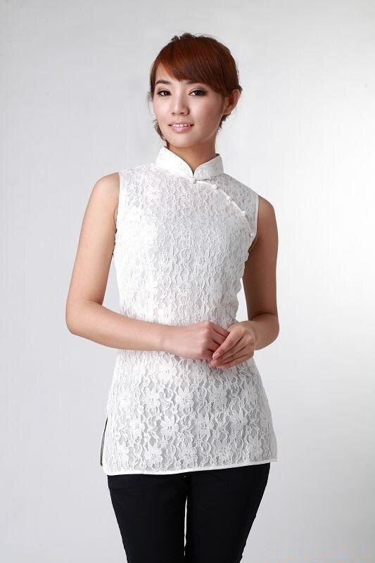 Shanghai Story chinese traditional clothing cheongsam top woman Lace Sleeveless cheongsam top: White / L