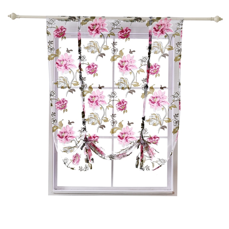 Curtains Short Floral Roman Kitchen Valance Curtains Purple Tulle Fabrics Sheer Panel Modern Curtains Flower Window @C