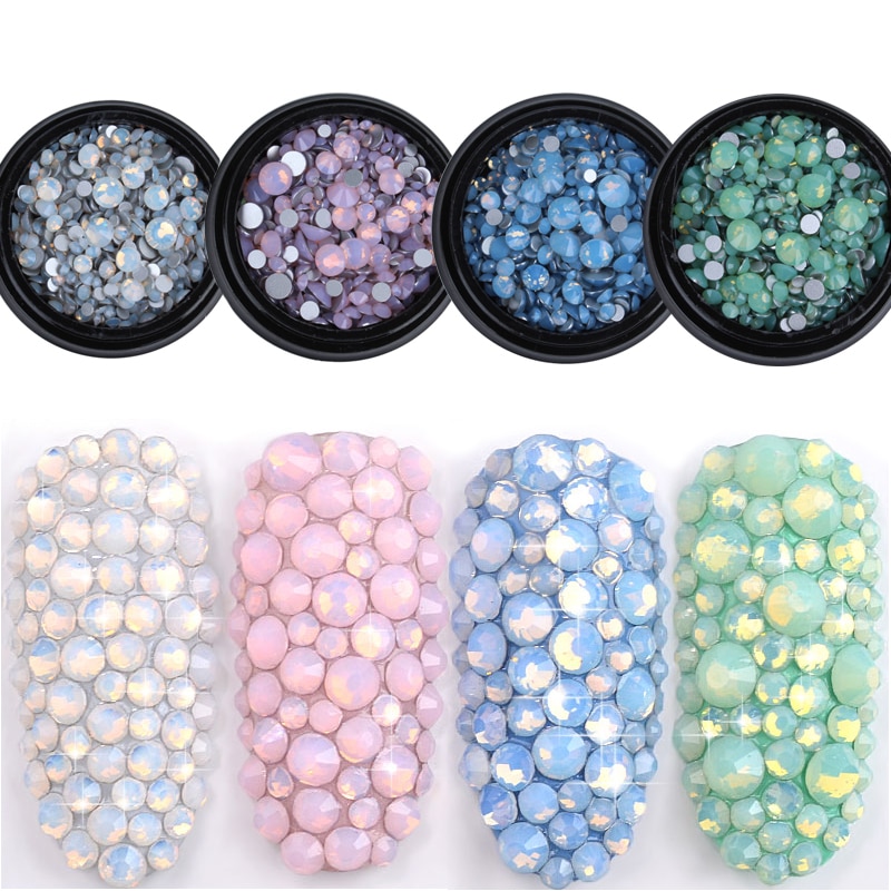 1 Pack Gemengde Size (SS4-SS20) Crystal Kleurrijke Opal Nail Art Rhinestone Decoraties Glitter Gems 3D Manicure Boeken Accessoire