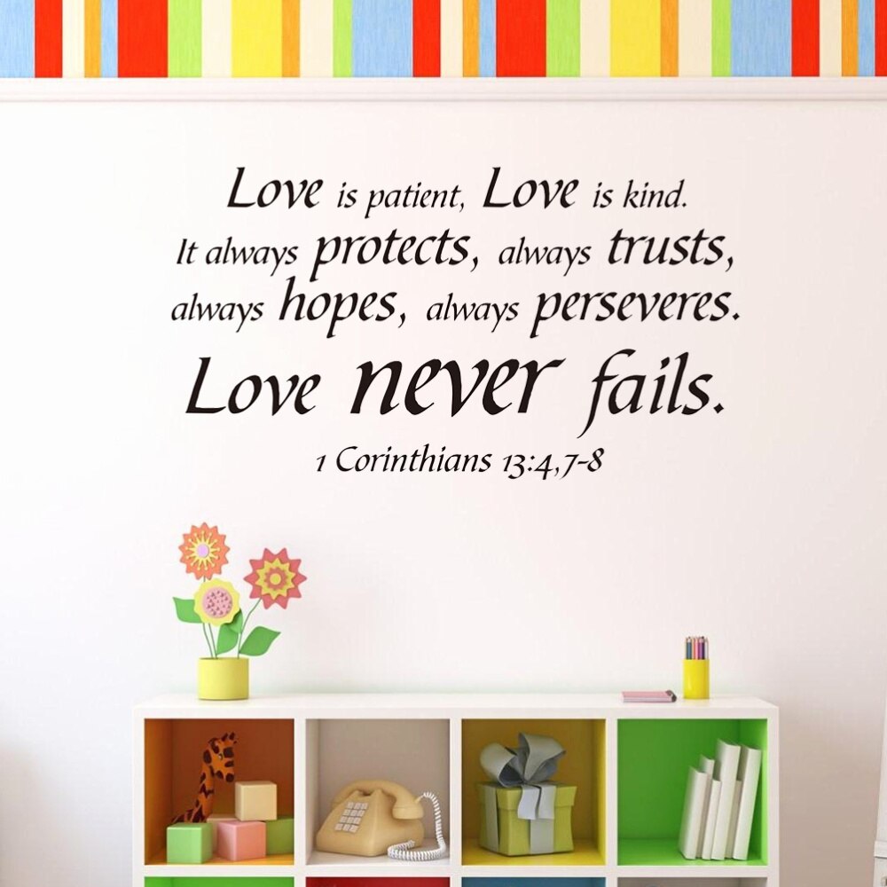 1PC Christian Removable Peel and Stick Vinyl Love is patient Love is kind Wall Stickers