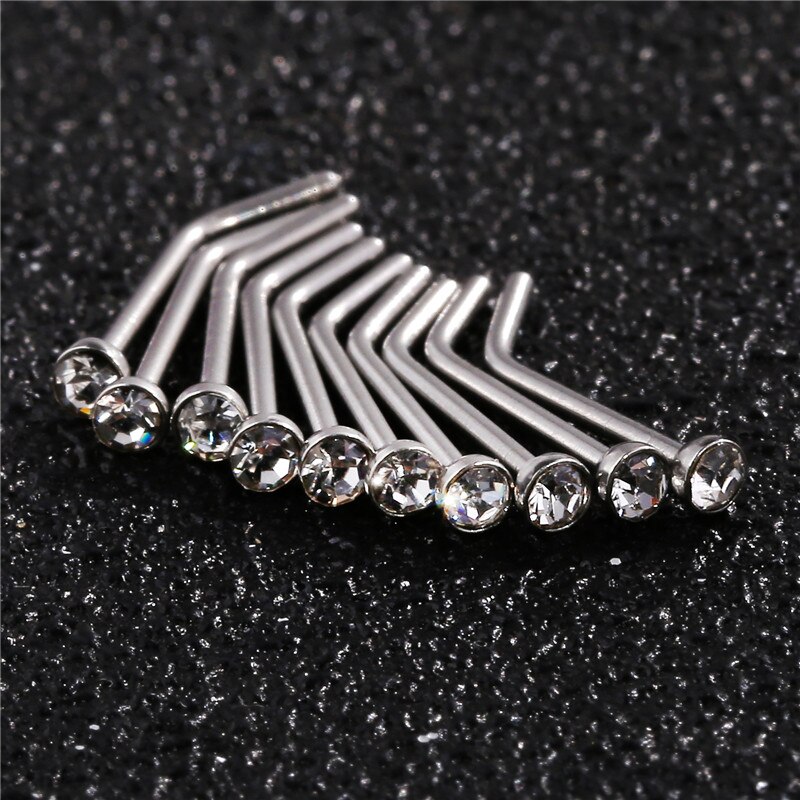 Piercing para nariz estilo Punk, joyería para labio, joyería corporal para hombre, pendientes para mujer, 1,8mm, 10 Uds.: White
