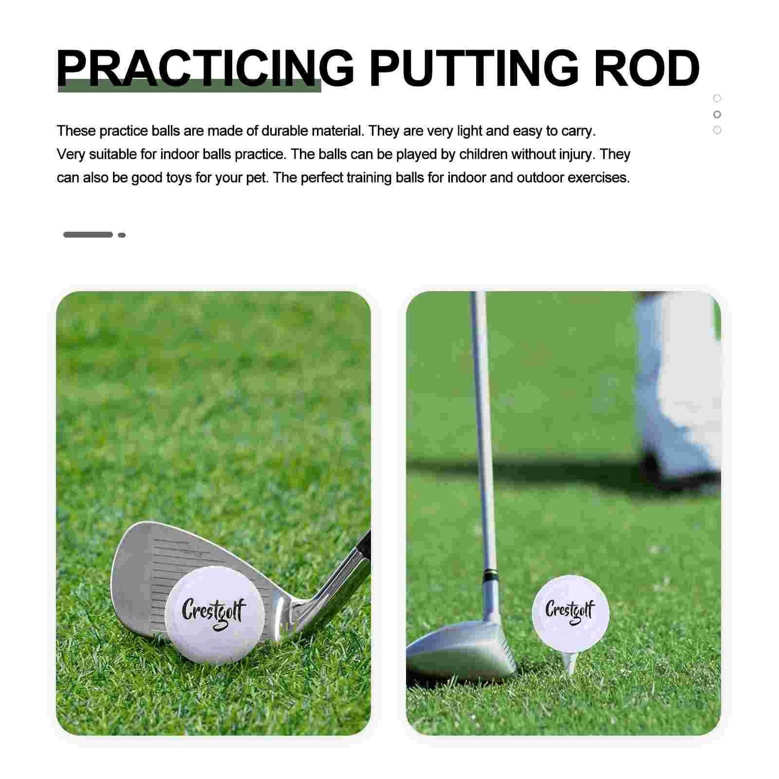 2Pcs Practicing Putting Rod Indoor Golfing Balls Golfing Balls for Outdoor Indoor Practicing Putting