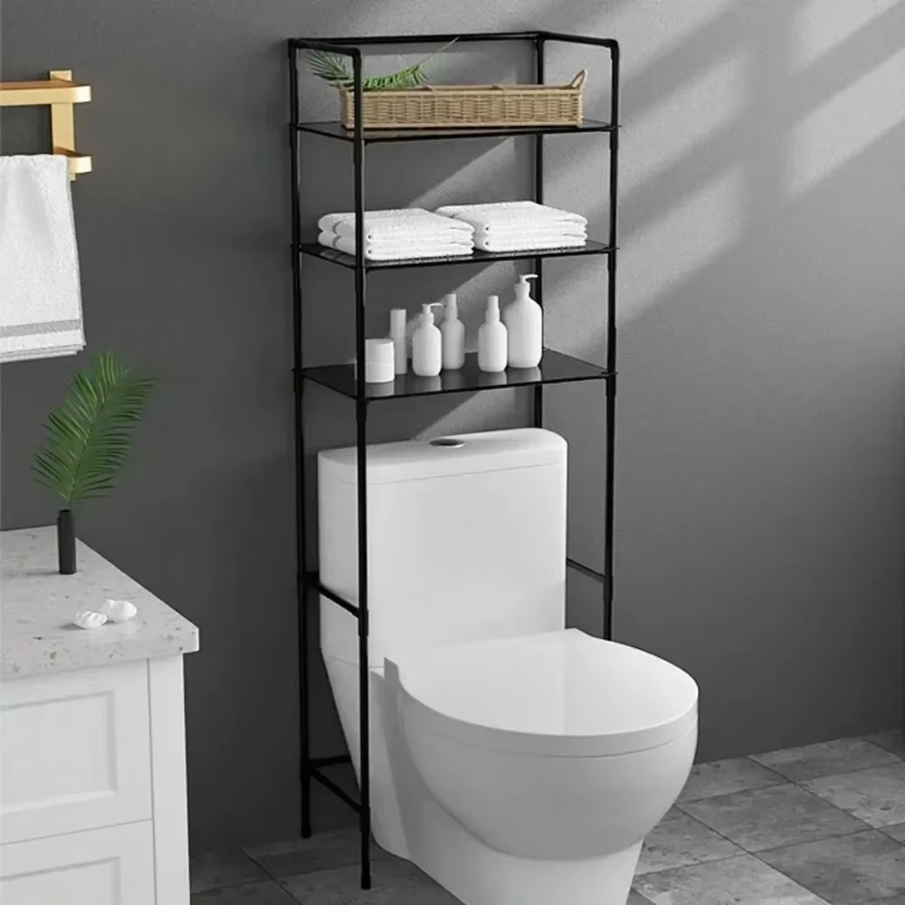 Waschmaschinenregal, mehrschichtiges, perforationsfreies Regal, platzsparend, über der Toilette, Aufbewahrungsregale, bodenstehender Toilettenhalter