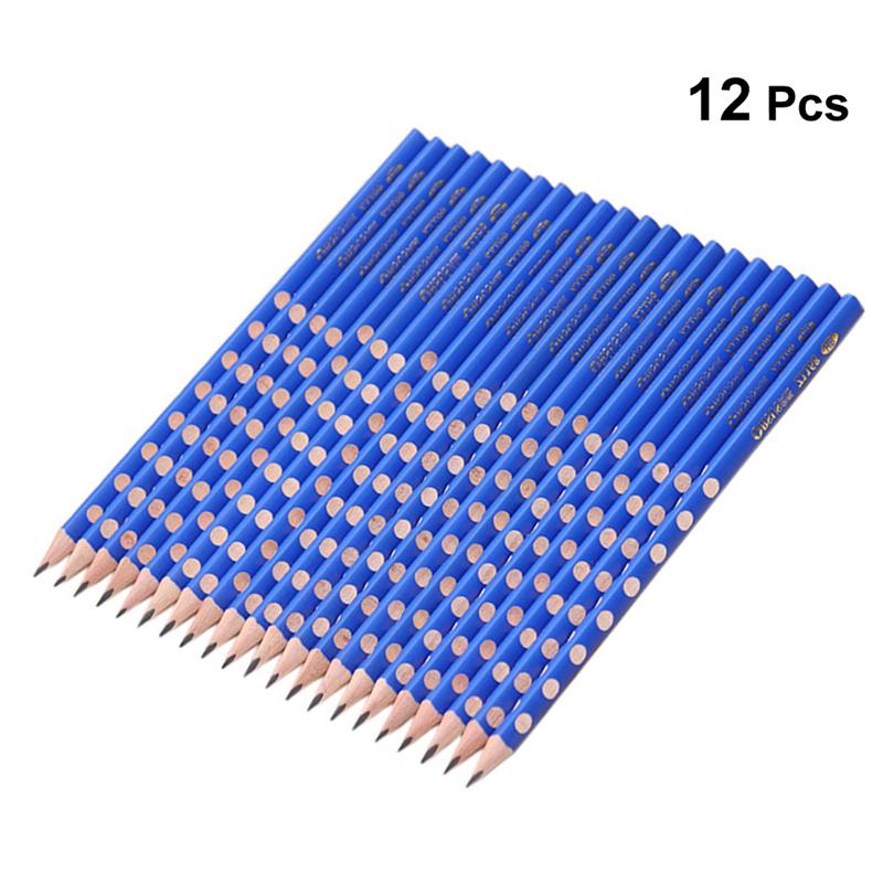 Lápiz corrector de postura con agujeros triangulares, 12 Uds., para escuela, oficina, papelería (azul)