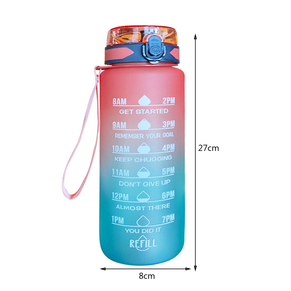 2L Wasser Flasche Stroh Tasse Große Kapazität Hohe Temperatur Kunststoff Wasser Tasse Zeit Skala matt draussen Sport Schüler Paar Tasse