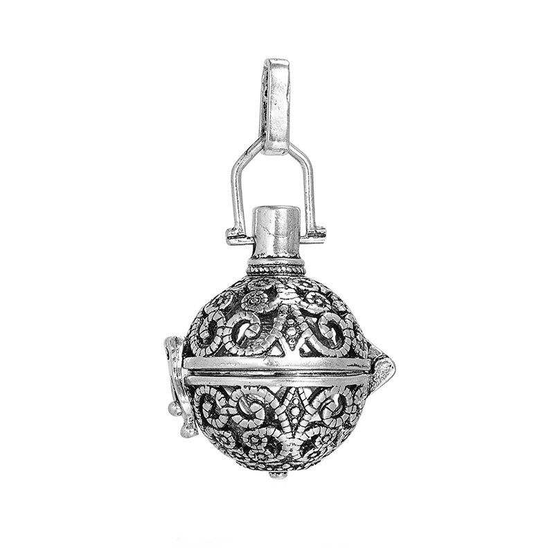 1Pc Antiek Zilver Zwangere Muziek Bal Doos Holle Kooi Lockt Hangers Voor DIY Maken Essentiële Olie Drijvende Medaillon Ketting: Q