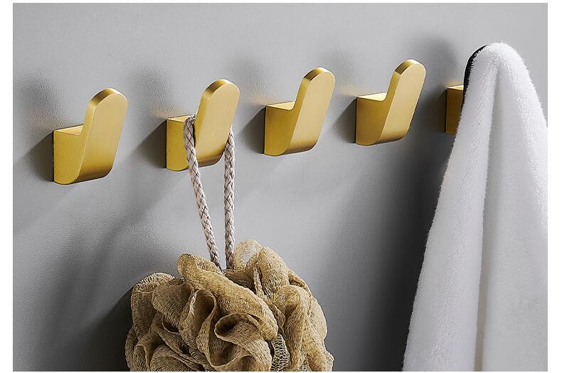Crochet mural en laiton brossé pour serviette de bain | Crochet noir/blanc pour Robe de cuisine, porte-chapeau pour clés, crochet à vêtements 5 couleurs: brushed gold